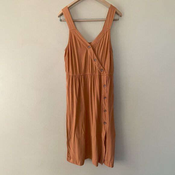 EUC! LC Lauren Conrad Harvest Gold Sleeveless A-line Midi Dress Size L - Picture 2 of 4